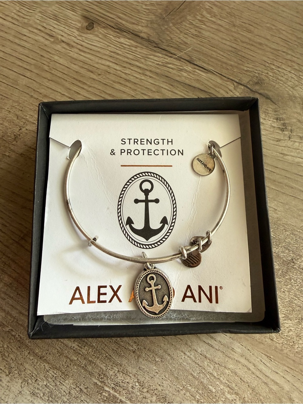 Alex and Ani Silver-Tone Inspirational Anchor Charm Bangle